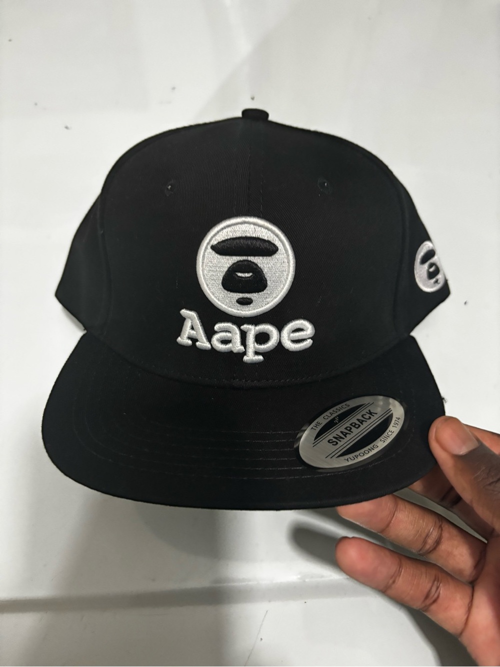 Bape Black & White Logo Snapback Hat